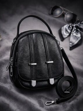 Mini Black Multi-Pocket Crossbody Bag